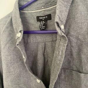 Forever 21 Men Flannel Grey Button Up Shirt
